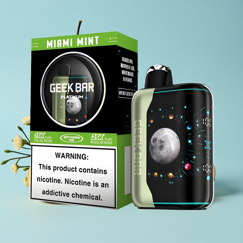 GEEK BAR Platinum Edition 25000 de Pufuri Mentă Miami Romania vape wholesale Finisaj Platiniu Mat