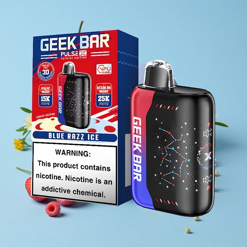 Geek Bar Pulse X 25000 Pufuri Patriot Editon cu 18mL Lichid Pre-umplut și Dual Mesh Coil Romania vape wholesale