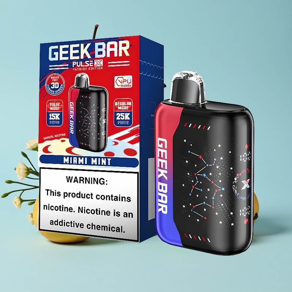 Geek Bar Pulse X 25000 Pufuri Patriot Editon cu 18mL Lichid Pre-umplut și Dual Mesh Coil Romania vape wholesale
