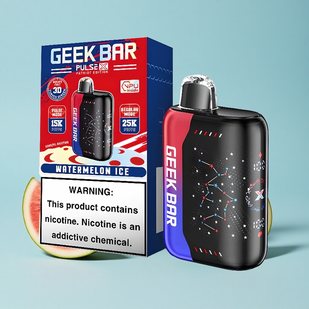 Geek Bar Pulse X 25000 Pufuri Patriot Editon cu 18mL Lichid Pre-umplut și Dual Mesh Coil Romania vape wholesale