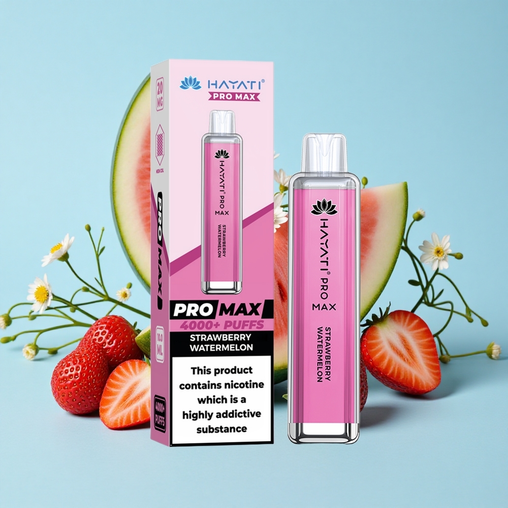 Hayati Pro Max 4000 Pufuri Capsuni Pepene Verde Romania vape wholesale Dual 11 Ohm Mesh Coil LED