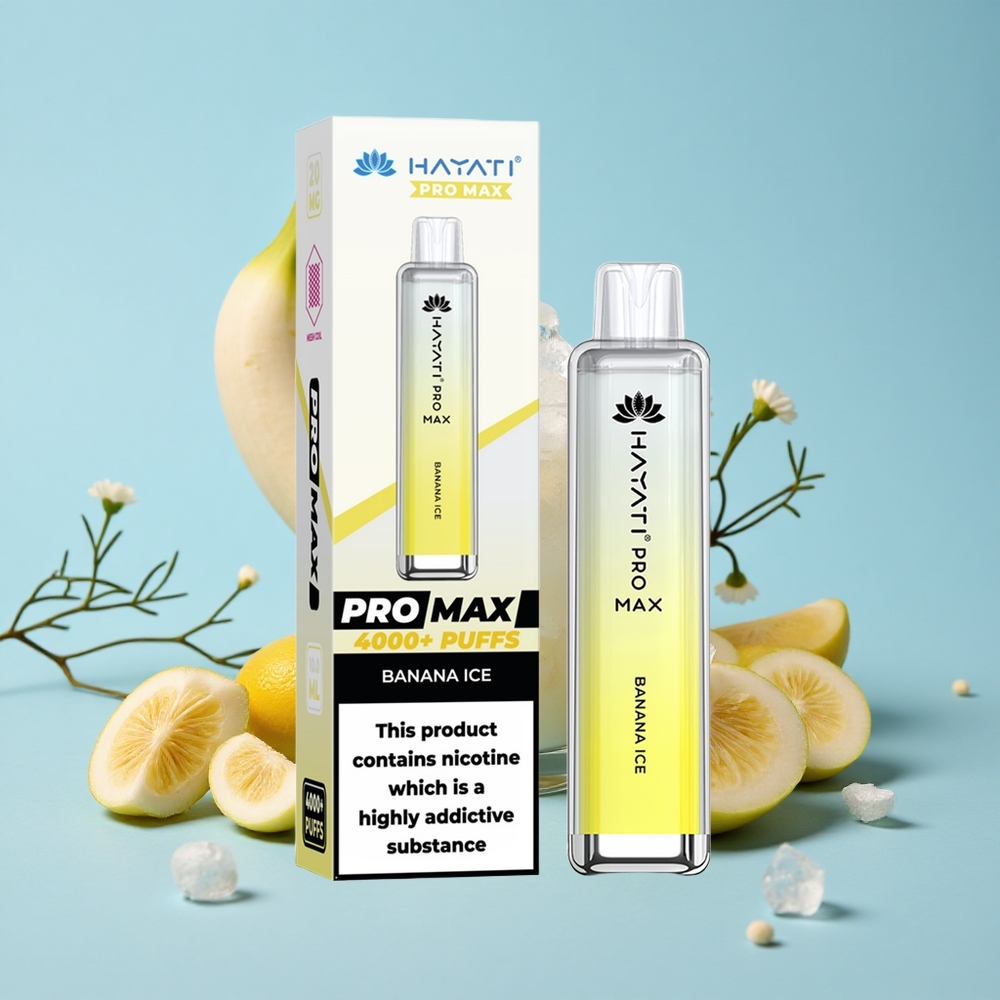 Hayati Pro Max 4000 Pufuri Disposable Vape Banană Gheață Romania vape wholesale Dual 11 Ohm Mesh Coil