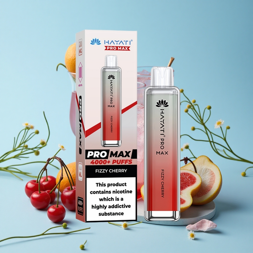 Hayati Pro Max 4000 Pufuri Disposable Vape Cireșe Fizzy Romania vape wholesale Dual 11 Ohm Mesh Coil