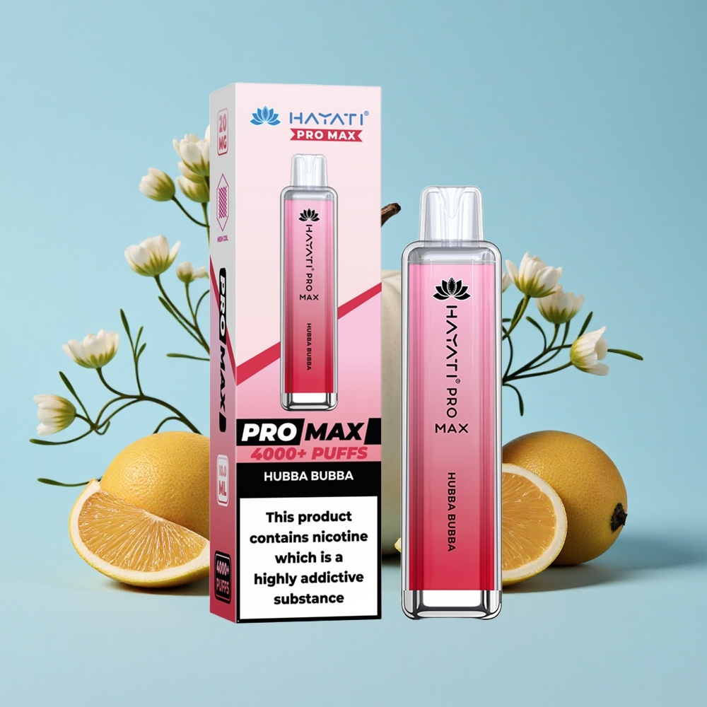 Hayati Pro Max 4000 Pufuri Disposable Vape Hubba Bubma (Bubble Gum) 1400mAh Baterie Puternică Romania vape wholesale