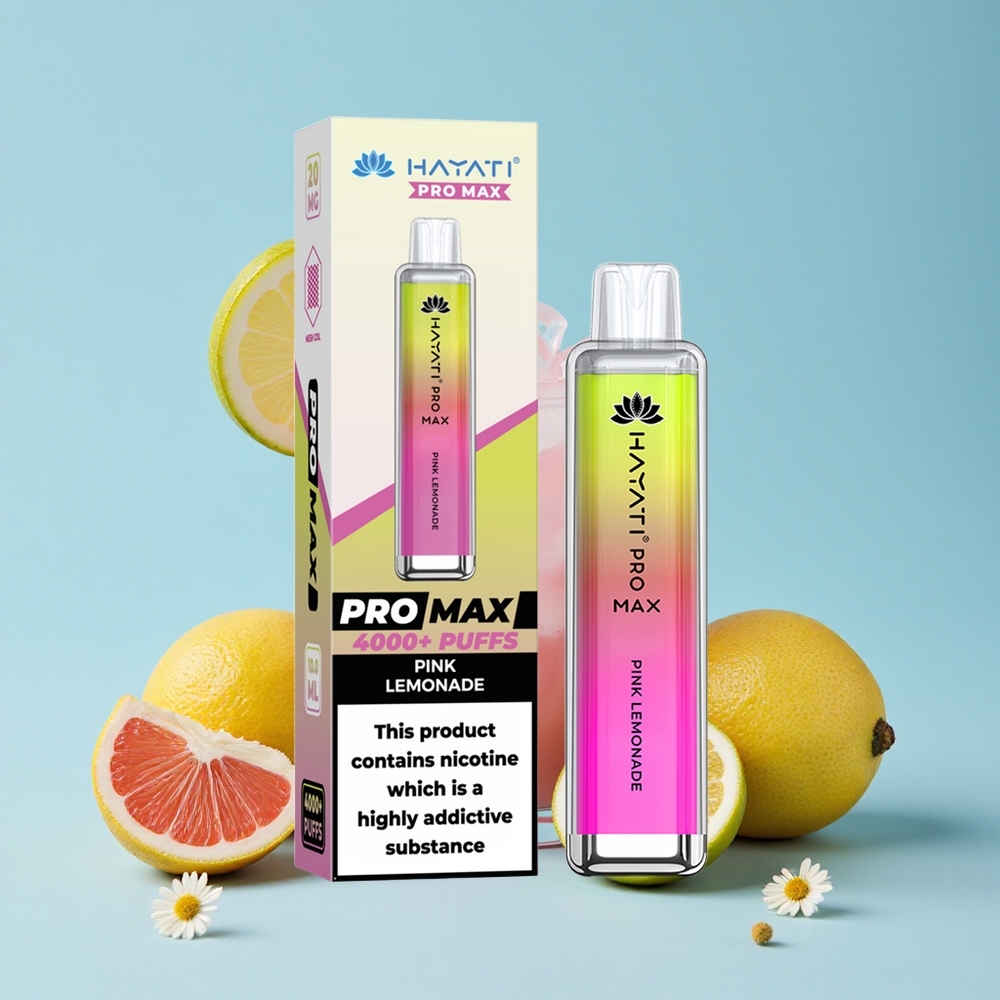 Hayati Pro Max 4000 Pufuri Disposable Vape Limonadă Roz Romania vape wholesale Dual 11 Ohm Mesh Coil LED