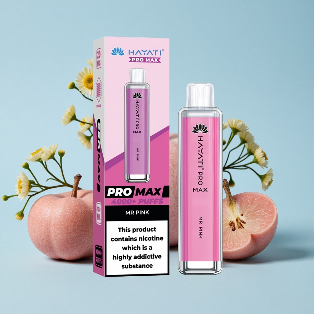 Hayati Pro Max 4000 Pufuri Disposable Vape Mr Roz Romania vape wholesale cu 1400mAh baterie și LED