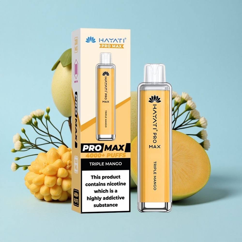 Hayati Pro Max 4000 Pufuri Disposable Vape Triple Mango Romania vape wholesale 1400mAh baterie puternică