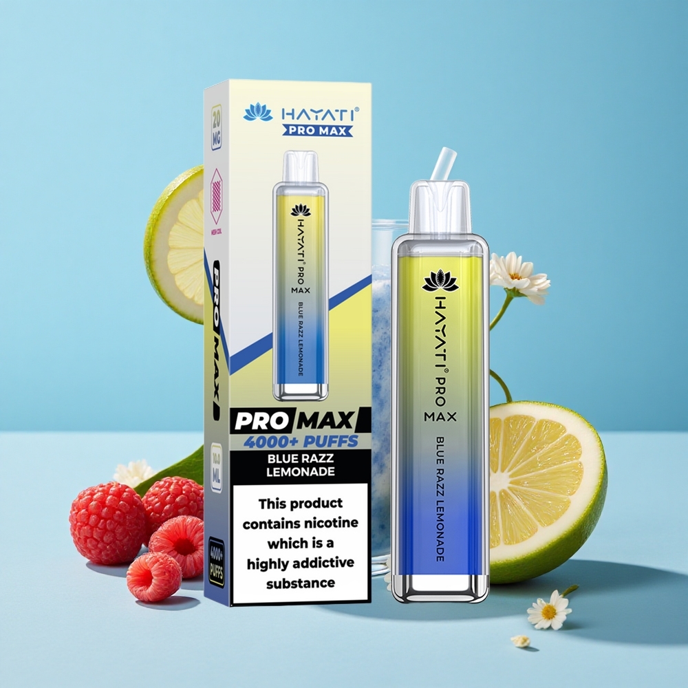 Hayati Pro Max 4000 Pufuri Dispozabil Vape Zmeură Albastră Limonadă Romania vape wholesale Dual 11 Ohm Mesh Coil