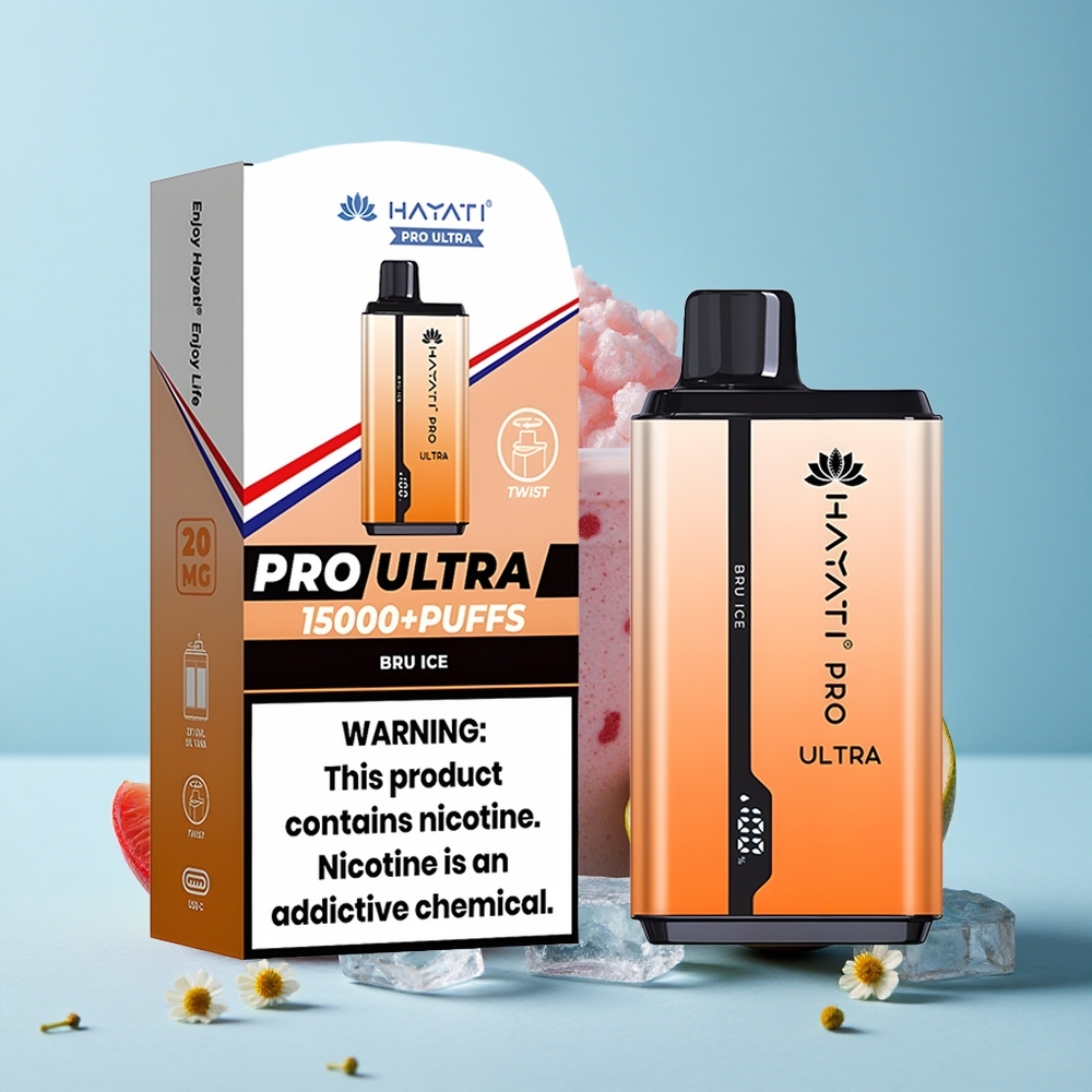 Hayati Pro Ultra 15000 Pufuri Disposable Vape Bru Gheață Romania vape wholesale 2 12ml