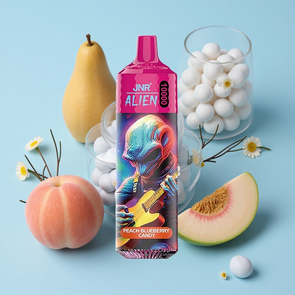 JNR Alien 10000 Pufuri Dulciuri de piersică și afine Romania vape wholesale cu LED (RGB) și încărcare rapidă Type-C