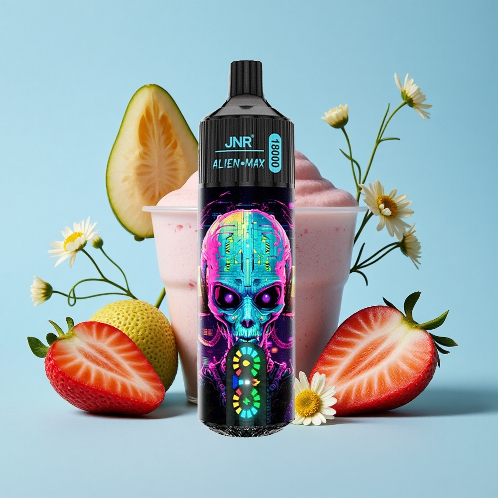 JNR Alien Max 18000 Pufuri Aroma Bubă Dulce Căpșuni Romania vape wholesale Afișaj LED Smart Dual Mesh Coil