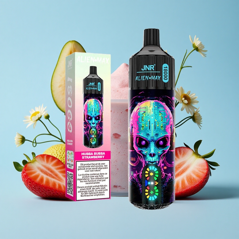JNR Alien Max 18000 Pufuri Aroma Bubă Dulce Căpșuni Romania vape wholesale Afișaj LED Smart Dual Mesh Coil