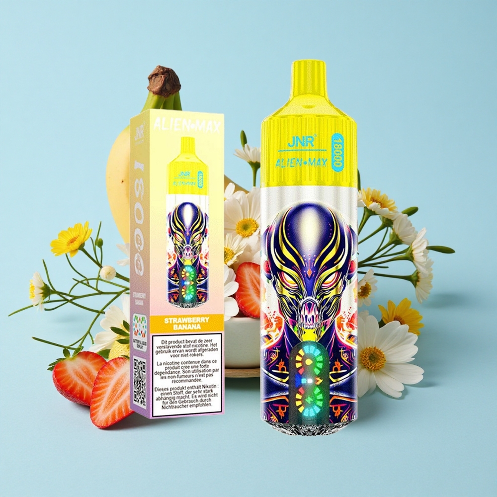 JNR Alien Max 18000 Pufuri Capsuni Banana Romania vape wholesale Afișaj LED Smart Dual Mesh Coil