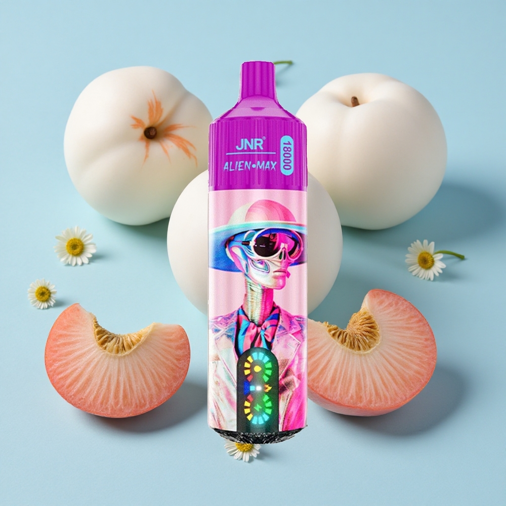 JNR Alien Max 18000 Pufuri White Peach Razz Afișaj LED Smart Romania vape wholesale Dual Mesh Coil