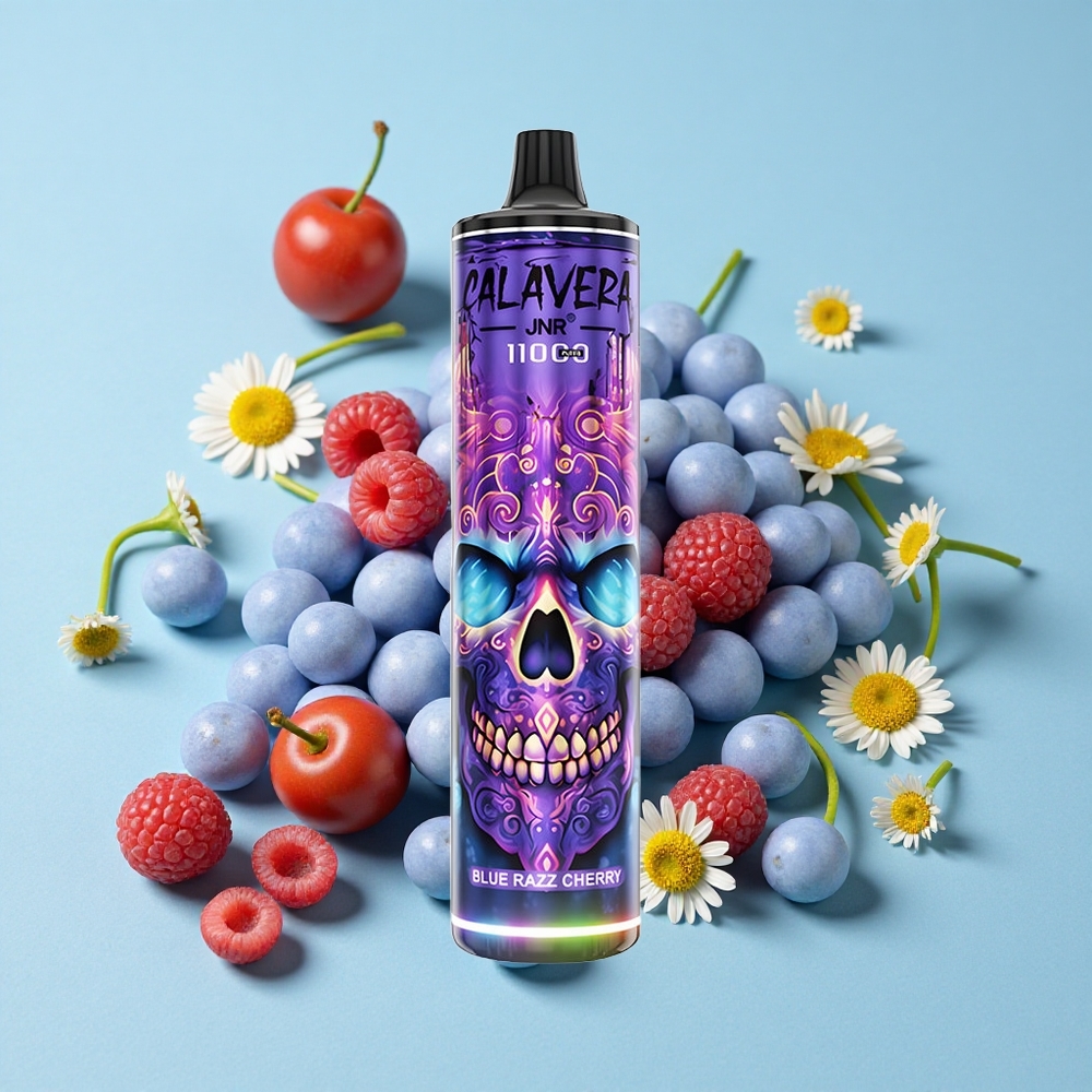 JNR Calavera 11000 Pufuri Disposable Vape Afine Răz Cherry Romania vape wholesale Port Type-C 21ml