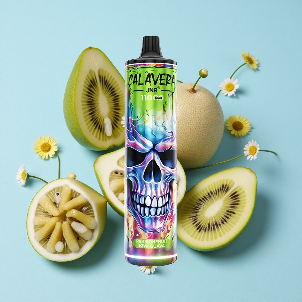 JNR Calavera 11000 Pufuri Disposable Vape Fructul Pasiunii Kiwi Guava Romania vape wholesale Port Type-C 21ml E-Liquid