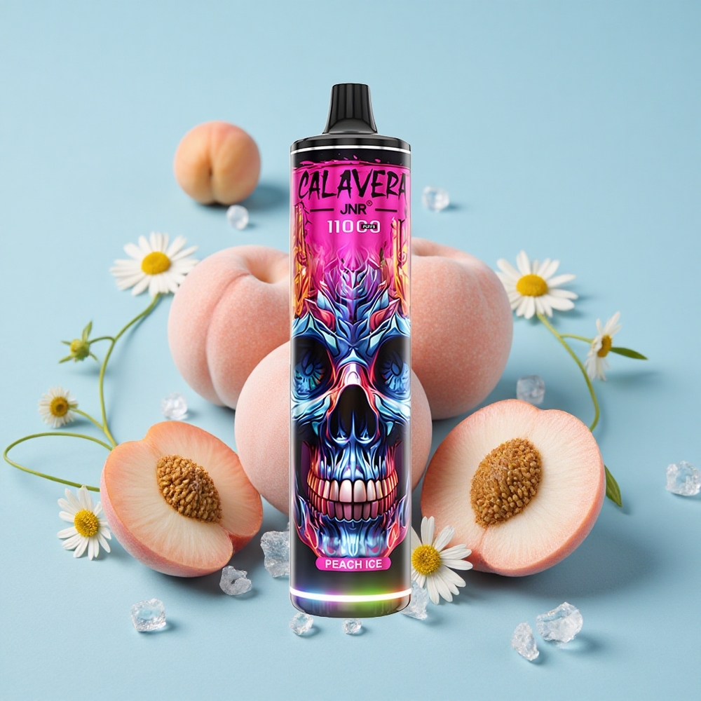 JNR Calavera 11000 Pufuri Disposable Vape Gheata de Piersica Romania vape wholesale Port Type-C 21ml E-Lichid