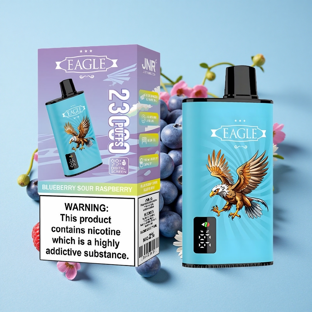 JNR EAGLE Smart 23000 Pufuri Disposable Vape Afine acră-Zmeură Romania vape wholesale Ecran digital 25ml Capacitate lichid