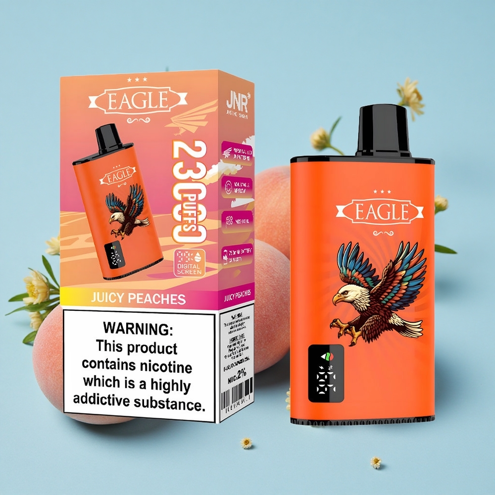 JNR EAGLE Smart 23000 Pufuri Disposable Vape Piersici Suculate Romania vape wholesale Ecran Digital Încărcare Type-C