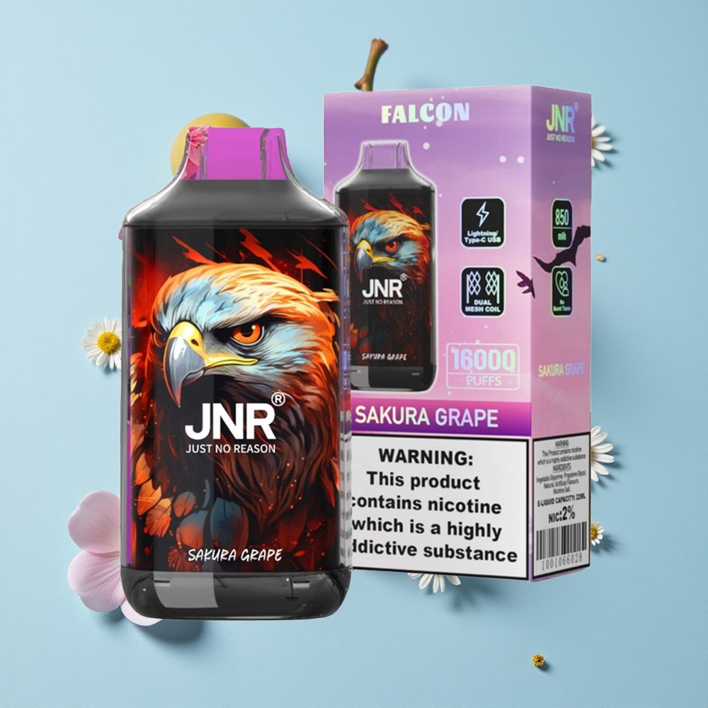 JNR Falcon 16000 Pufuri Disposable Vape Cireșă Strugure Romania vape wholesale LED Display Dual Mesh Coil