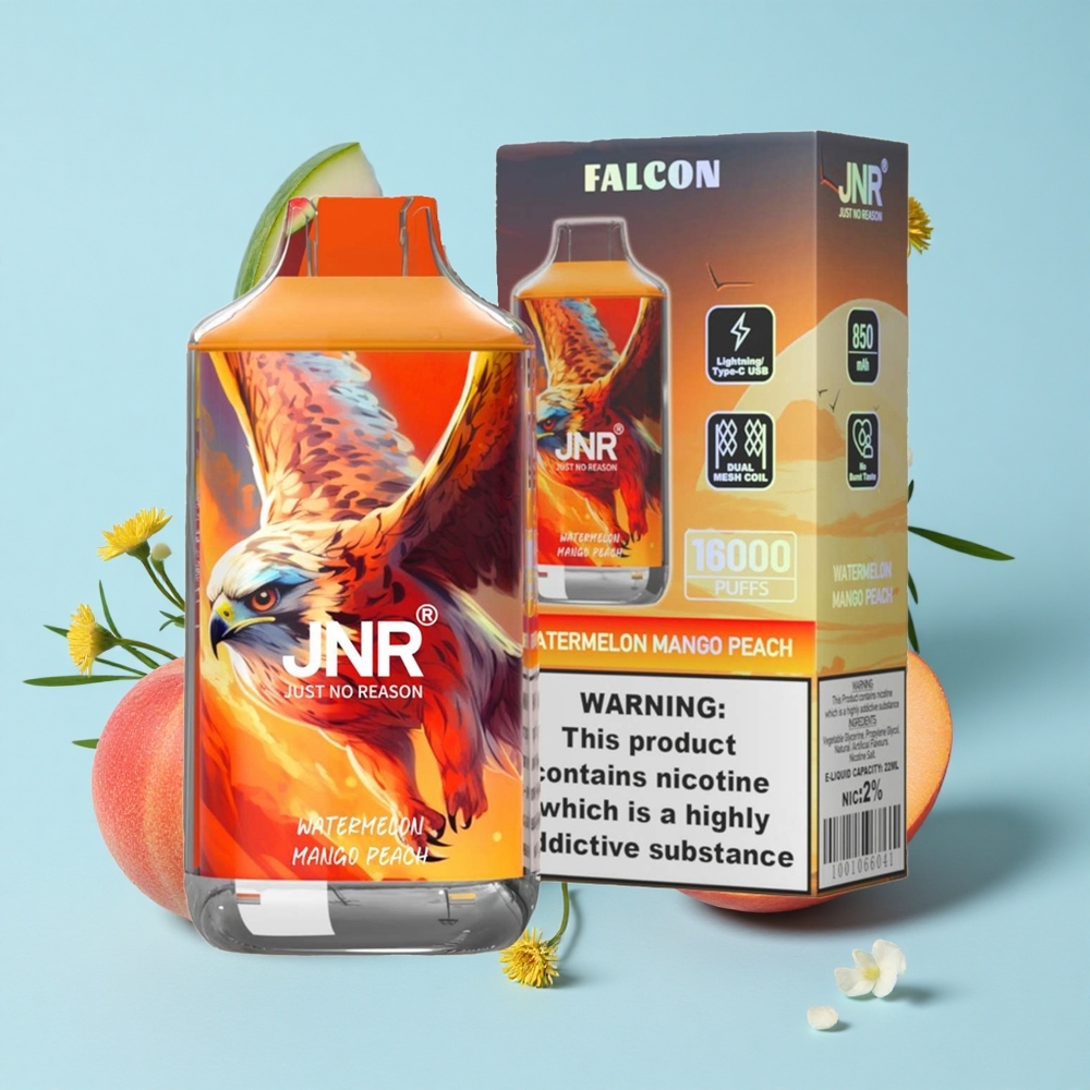 JNR Falcon 16000 Pufuri Pepene Mango Piersică Romania vape wholesale Baterie 850 mAh Încărcare Type C  Lightning