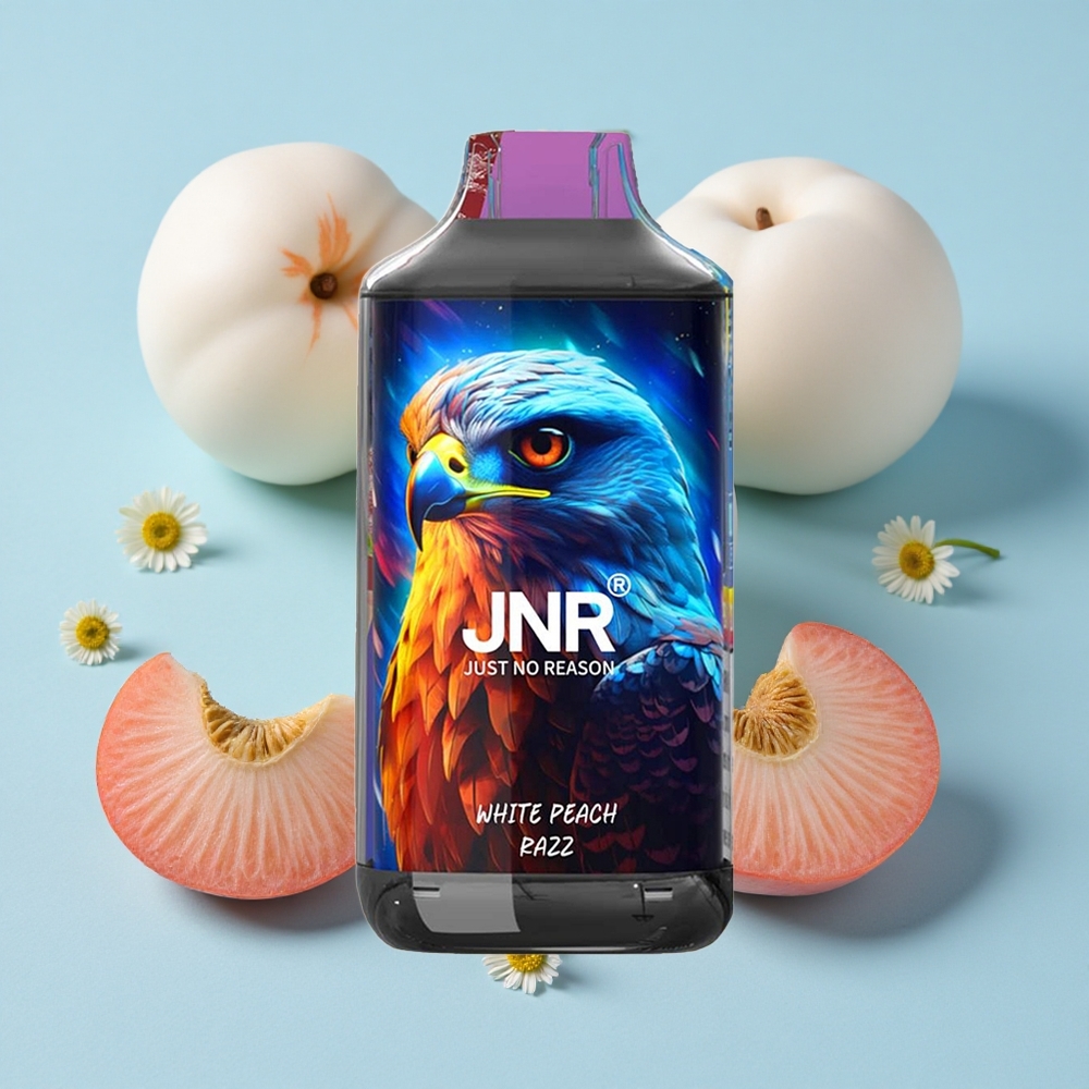 JNR Falcon 16000 Pufuri piersică albă și zmeură Romania vape wholesale cu Baterie 850 mAh și Tip C  Lightning