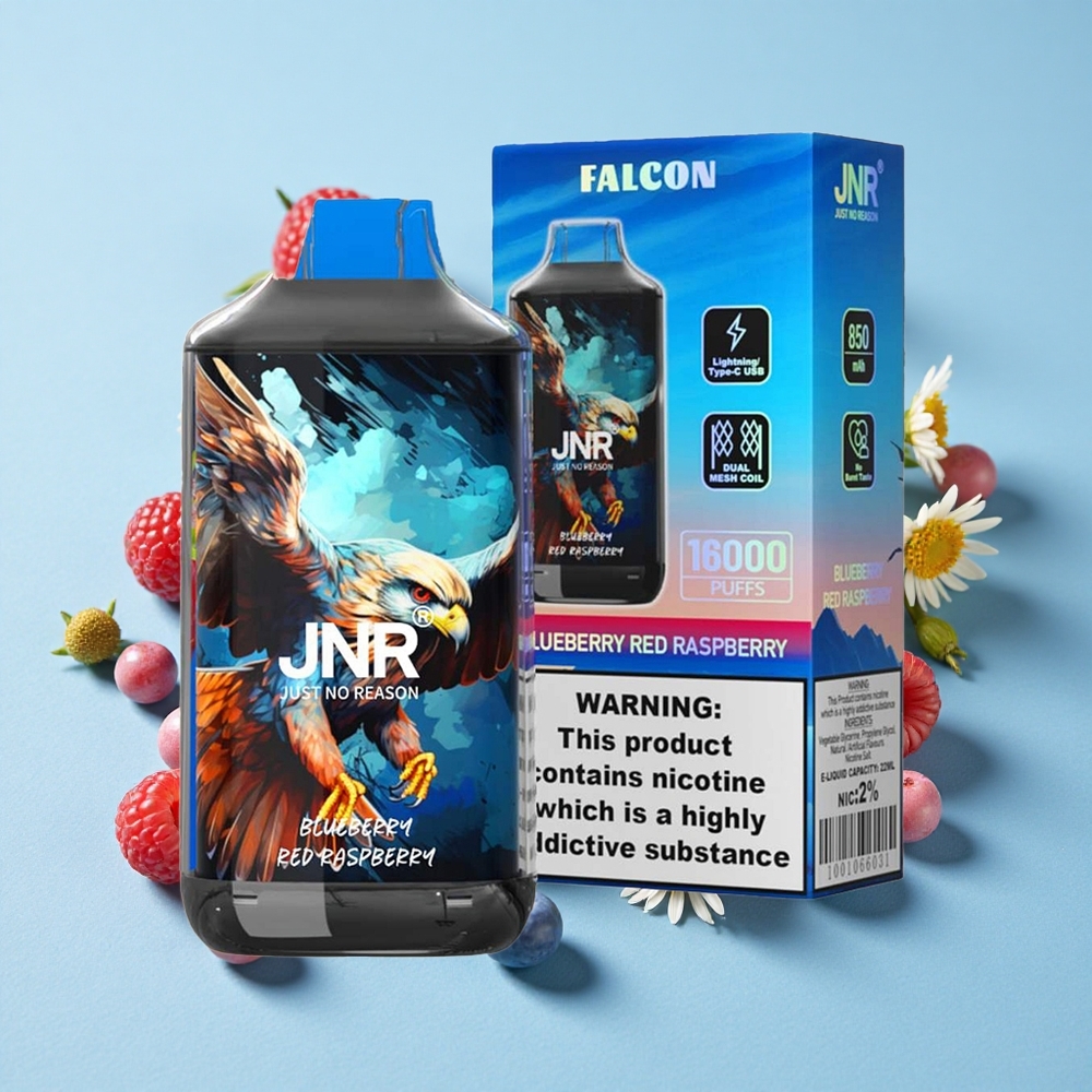 JNR Falcon 16000 de Pufuri Afine Zmeură Roșie Romania vape wholesale Dual Mesh Coil Smart LED Display