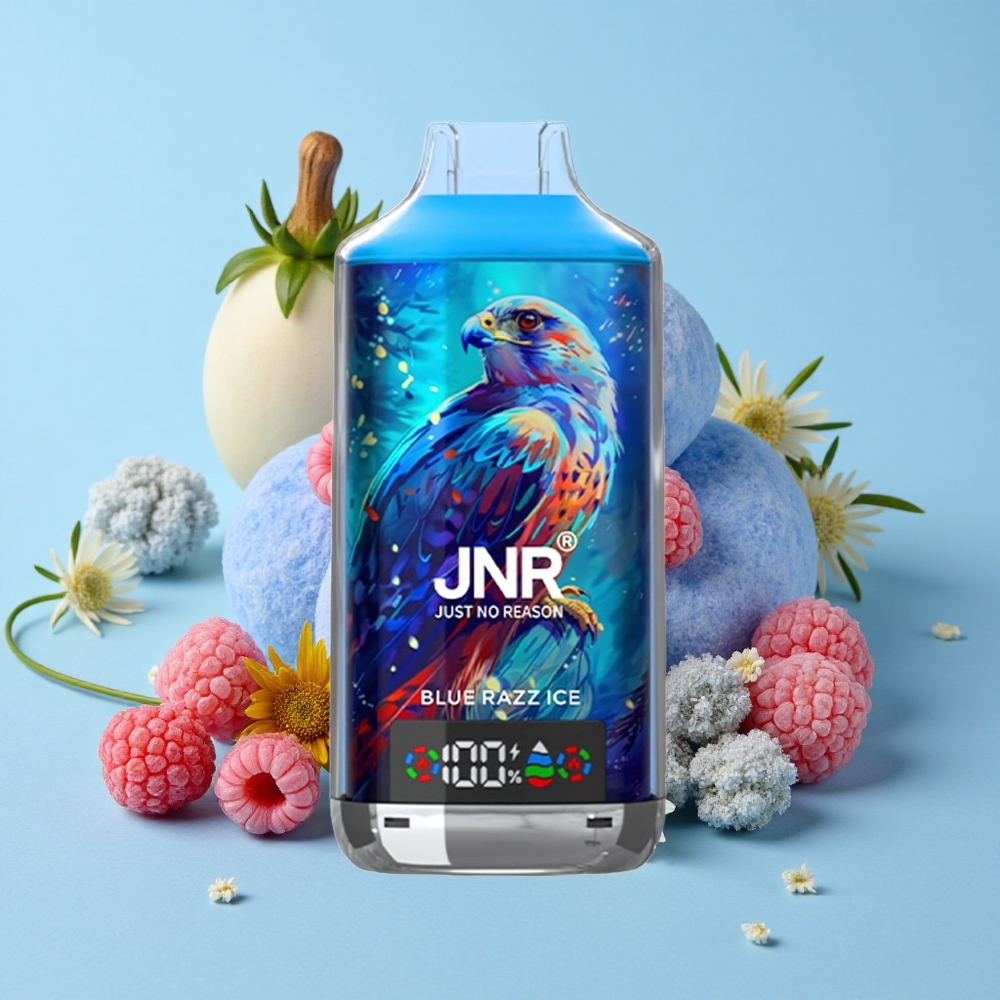 JNR Falcon X 18000 Pufuri Disposable Vape Zmeura Albastră Gheață Romania vape wholesale Dual Mesh Coil  Dual Core Tip-C Încărcare Rapidă