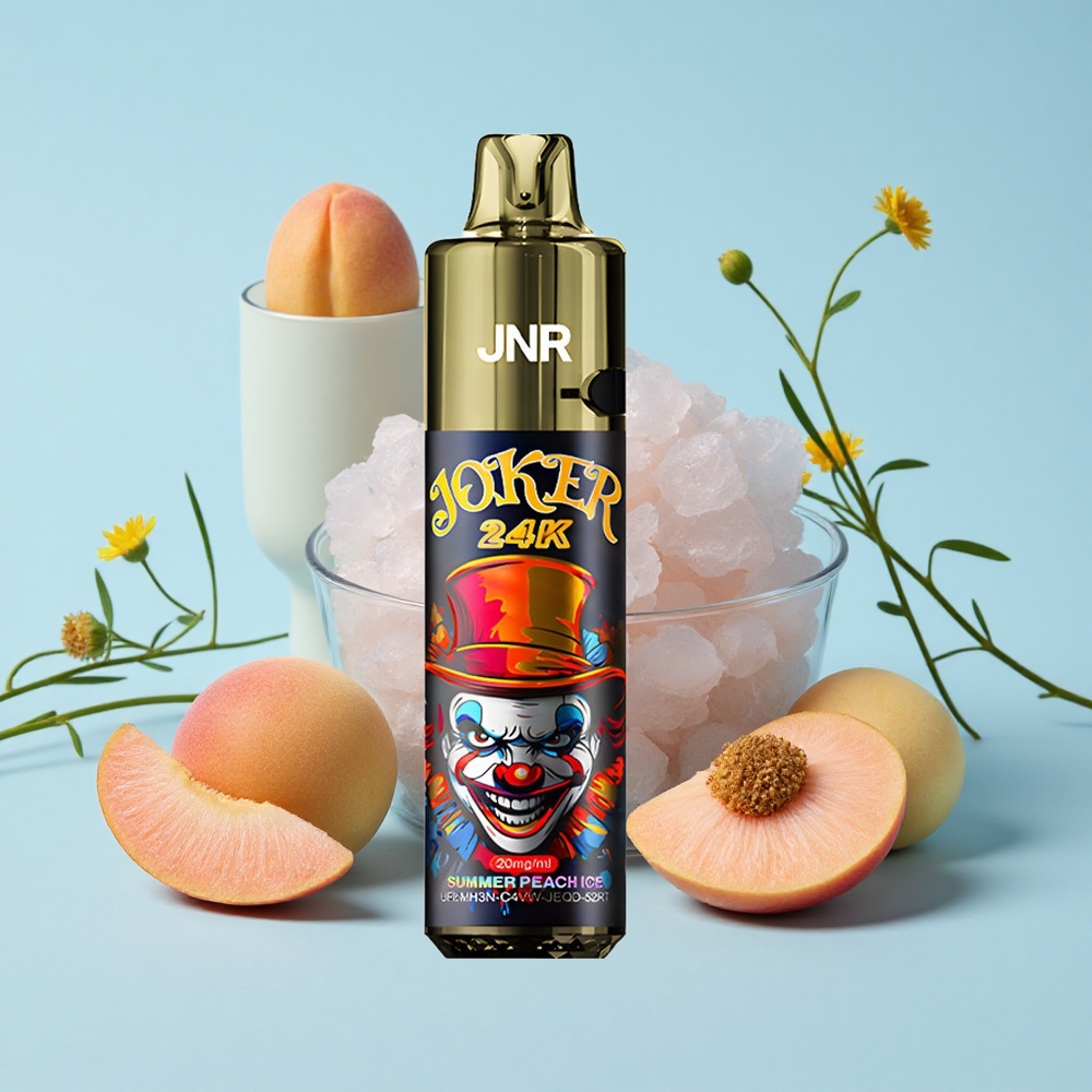 JNR Joker 24K Pufuri Capsule Reîncărcabile 10ml piersică vară gheață Romania vape wholesale cu nivel lichid vizibil