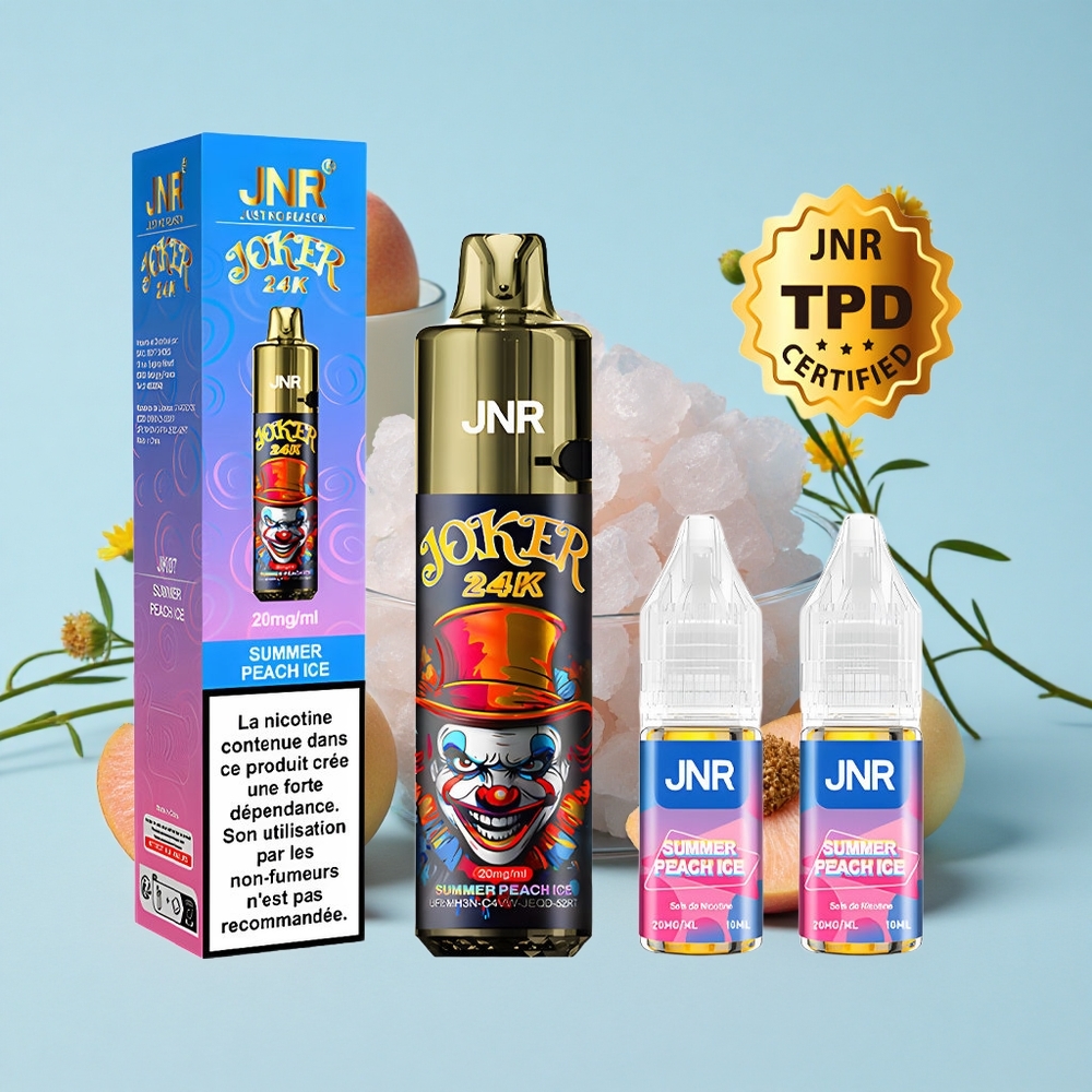 JNR Joker 24K Pufuri Capsule Reîncărcabile 10ml piersică vară gheață Romania vape wholesale cu nivel lichid vizibil