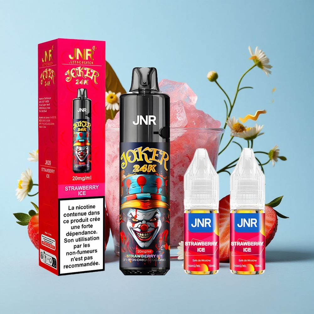 JNR Joker 24K Pufuri Disposable Vape Capsuni Gheață Romania vape wholesale 24000 Pufuri 2+10ml Reîncărcabil