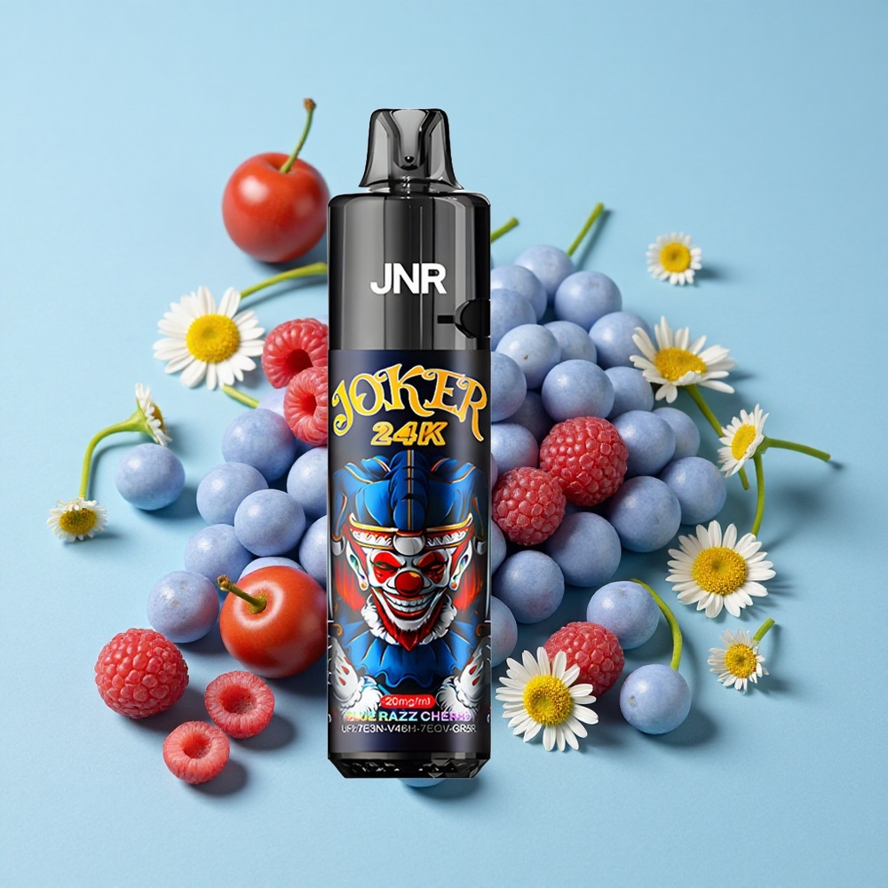 JNR Joker 24K Pufuri Disposable Vape Zmeură-Albastră-Cireșă Romania vape wholesale cu 800mAh Battery și 2 Nicotină