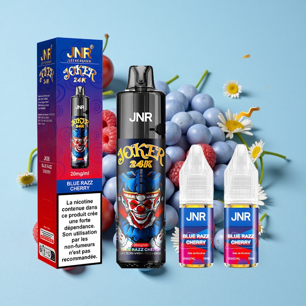 JNR Joker 24K Pufuri Disposable Vape Zmeură-Albastră-Cireșă Romania vape wholesale cu 800mAh Battery și 2 Nicotină