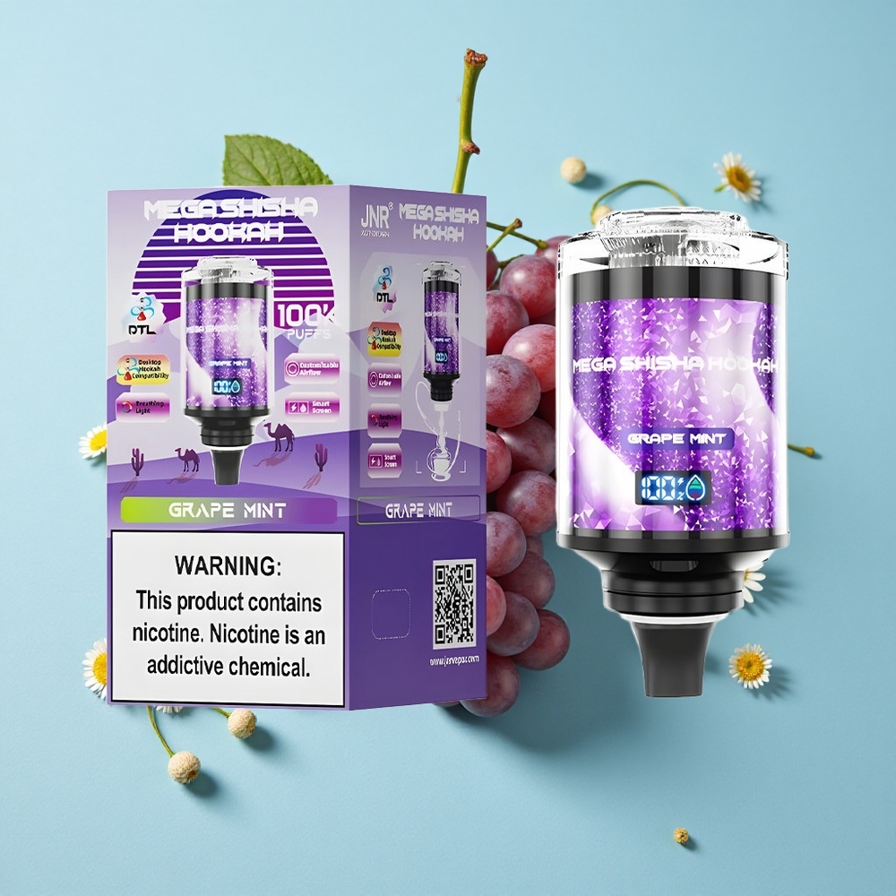 JNR Mega Shisha Hookah 100K Strugure Mentă Romania vape wholesale Compatibilitate Desktop 60ml Capacitate Lichid
