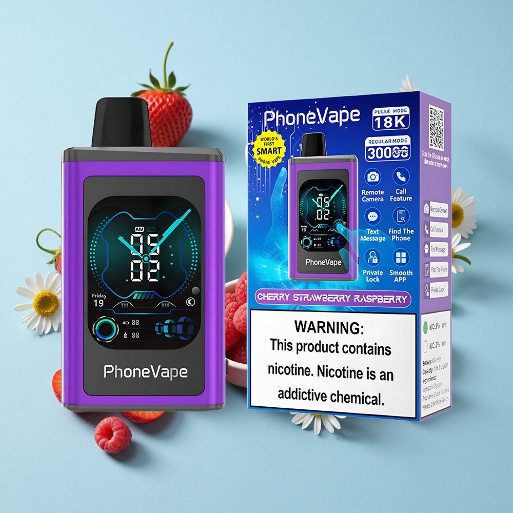 JNR PhoneVape 30000 de Pufuri Cireșă Căpșună Zmeură Romania vape wholesale Baterie recargabilă 850mAh Type-C