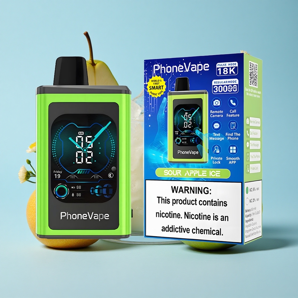 JNR PhoneVape 30000 de Pufuri Disposable Vape Măr Acru Gheață Romania vape wholesale Baterie Reîncărcabilă 850mAh Type-C