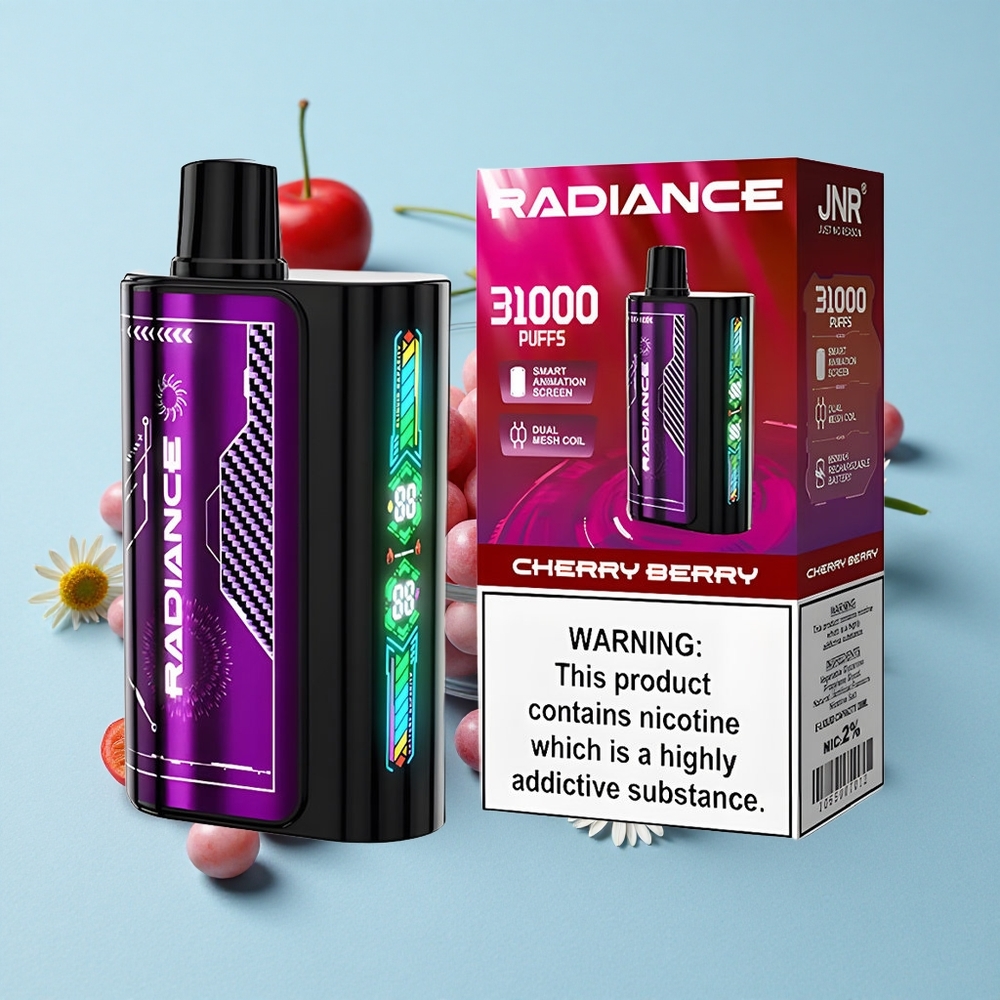 JNR Radiance 31000 Pufuri Capsator Dispozabil Cireșă-Zmeură Romania vape wholesale Ecran Animatie Smart Dual Mesh Coil