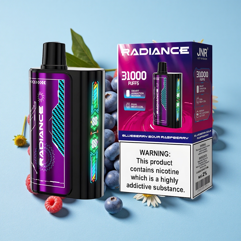 JNR Radiance 31000 Pufuri Disposable Vape Afine Verde Zmeură Acră Romania vape wholesale Ecran Animatie Inteligentă