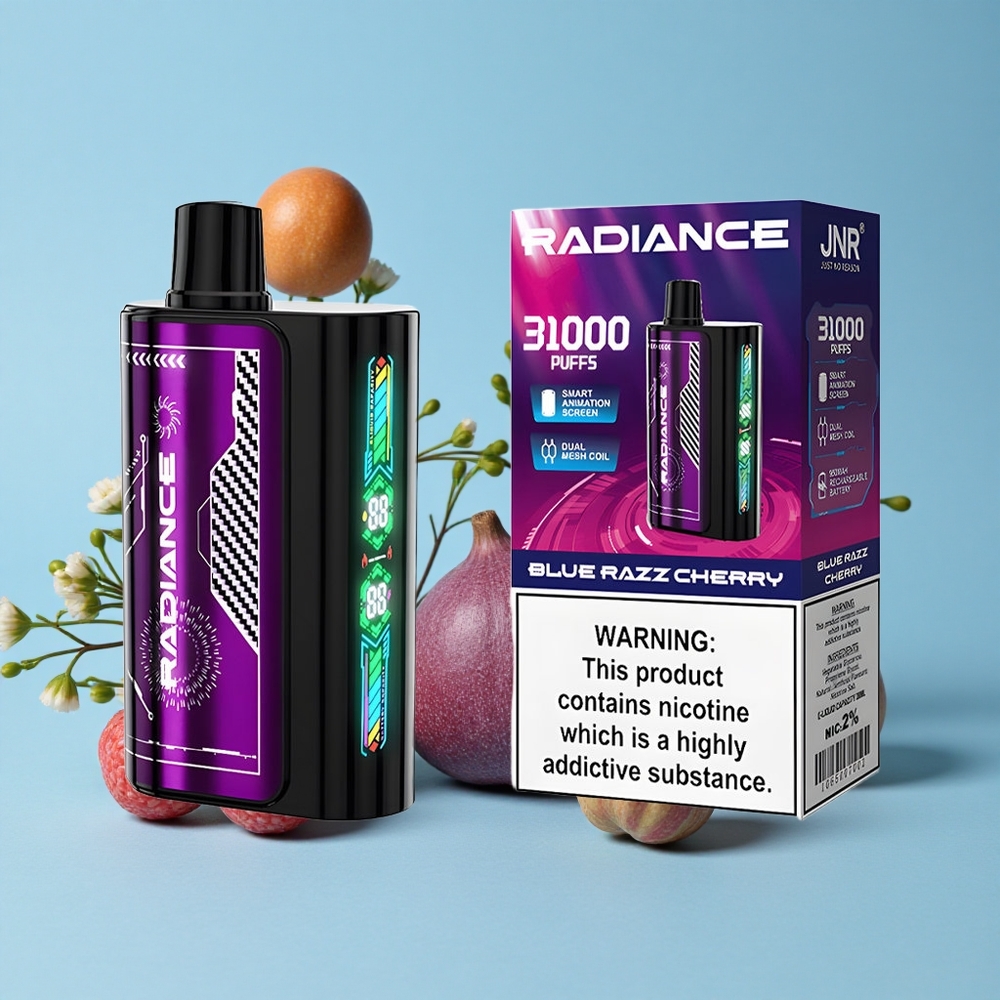 JNR Radiance 31000 Pufuri Disposable Vape Zmeura Albastra si Cires Romania vape wholesale Ecran Animatie Smart