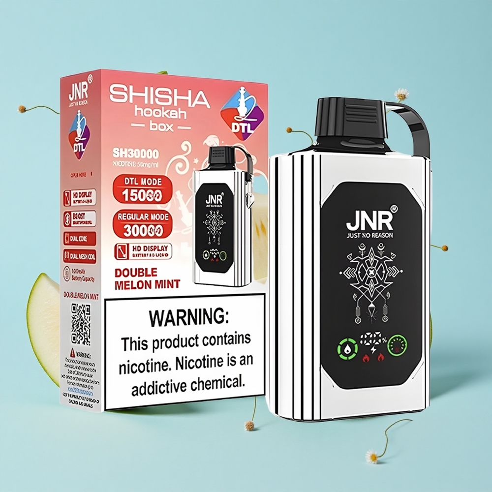 JNR Shisha Hookah Box 20500 Pufuri Dulciuri Duble de Pepene Verde cu Mentă Romania vape wholesale Afișaj HD Dual Mesh Coil
