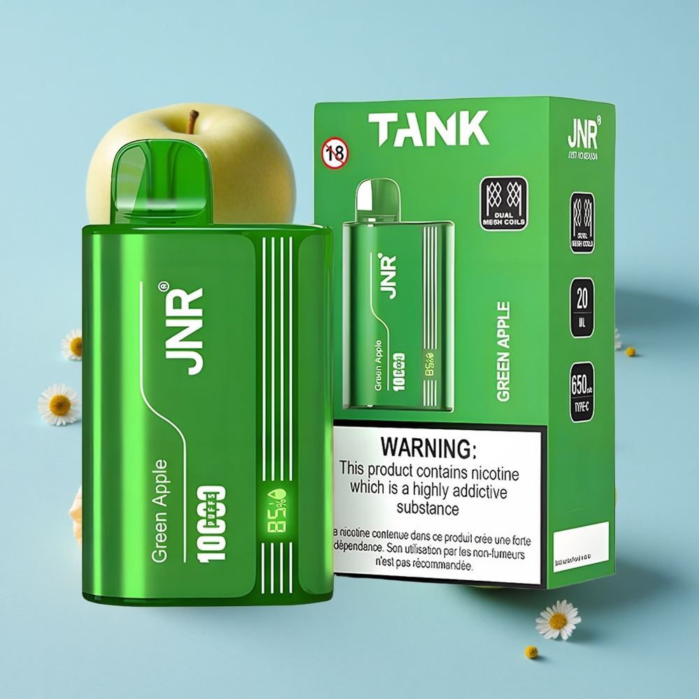 JNR Tank 10000 Pufuri Disposable Vape Măr Verde Piersică Pară Romania vape wholesale cu Dual Mesh Coil și Tip-C Încărcare Rapidă