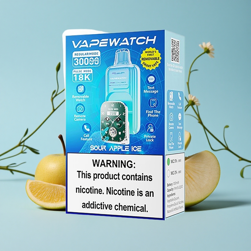 JNR Vape Watch 30000 Pufuri Aromă Măr Acru Gheață Romania vape wholesale Cu încărcare rapidă Type-C