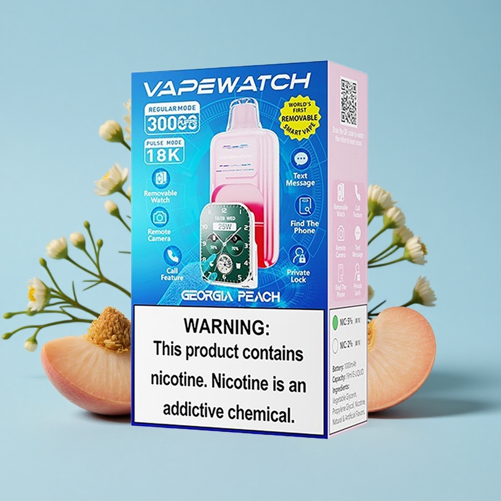 JNR Vape Watch 30000 Pufuri Disposable Vape Piersică Georgia Romania vape wholesale Dual Mesh Coil