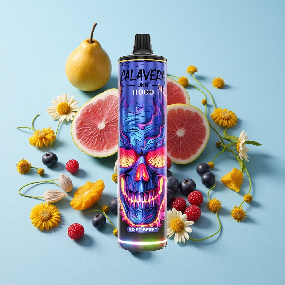 JNR Calavera 11000 Pufuri Disposable Vape Mixed Berry (Afine Mixte) Romania vape wholesale Port Type-C 21ml